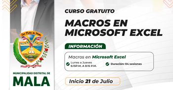  Curso online gratis de "Macros en Microsoft Excel" de la Municipalidad Distrital de Mala