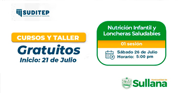  Curso online gratis "Nutrición infantil y loncheras saludables" de la Municipalidad de Sullana