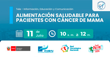  Capacitación  online gratis "Alimentación saludable para pacientes con cáncer de mamas" del INEN