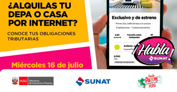  Evento online gratis "¿Alquilas tu depa o casa por internet? Conoce tus obligaciones tributarias" de la SUNAT