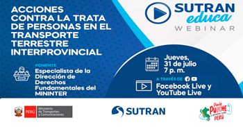  Webinar online "Acciones contra la trata en el transporte terrestre"  de la SUTRAN