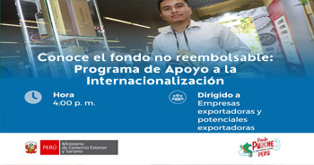 Webinar online "Conoce el fondo no reembolsable: Programa de Apoyo a la Internacionalización - PAI" 