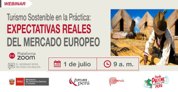Webinar online gratis "Turismo Sostenible en la Práctica: Expectativas Reales del Mercado Europeo" de Promperú