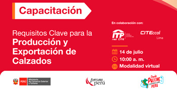 Capacitación online "Requisitos Clave para la Producción y Exportación de Calzados" de Promperú
