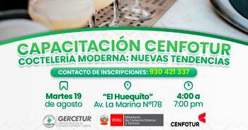   Capacitación presencial "Coctelería moderna: Nuevas tendencias" de la GERCETUR