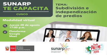  Capacitación virtual gratuita "Subdivisión e independización de predios" de la SUNARP
