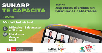  Capacitación online gratis "Aspectos técnicos en búsquedas catastrales" de la SUNARP