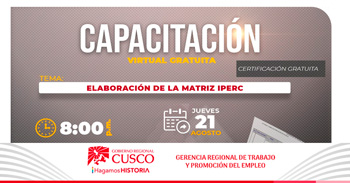  Capacitación online gratis "Elaboración de la Matriz IPERC" de la GRTPE Cusco 