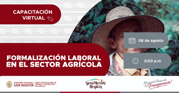  Capacitación online gratis "Formalización Laboral en el Sector Agrícola"  de la DRTPE de San Martín
