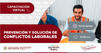  Capacitación online gratis "Prevención y Solución de Conflictos Laborales"  de la DRTPE de San Martín