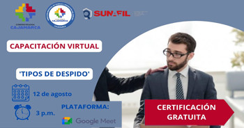  Capacitación online gratis "Tipos de despido" de la DRTPE Cajamarca