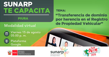  Capacitación online gratis "Transferencia de dominio por herencia en el Registro de Propiedad Vehicular" 