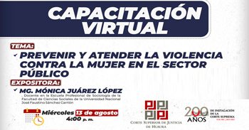  Capacitación online  "Prevenir y Atender la Violencia Contra la Mujer en el Sector Público" 
