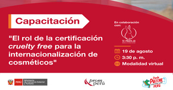  Capacitación online "El rol de la certificación Cruelty Free para la internacionalización de cosméticos"  