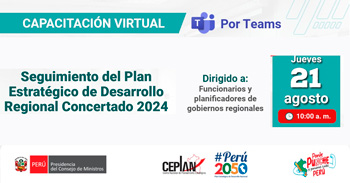  Capacitación online "Seguimiento del Plan Estratégico de Desarrollo Regional Concertado del 2024"