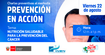  Charla online gratis "¿Cuáles son las medidas de prevención contra el cáncer?"del INEN