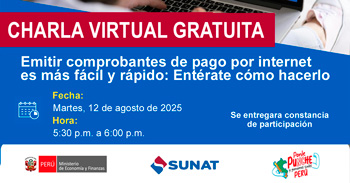  Charla online gratis "Emitir comprobantes de pago por internet es más fácil y rápido: Entérate cómo hacerlo" 