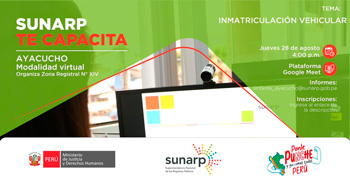 Capacitación online gratis "Inmatriculación vehicular" de la SUNARP