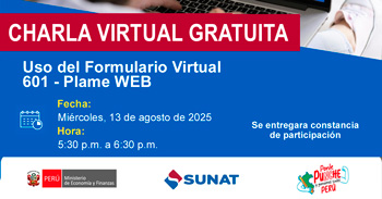  Charla online gratis "Uso del Formulario Virtual 601 - Plame WEB" de la SUNAT