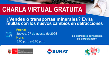  Charla online gratis "¿Vendes o transportas minerales? Evita multas con los nuevos cambios en detracciones"