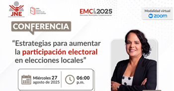  Conferencia online "Estrategias para aumentar la participación electoral en elecciones locales" del JNE