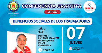  Conferencia online gratis "Beneficios sociales de los trabajadores" del Colegio de Contadores de Junín