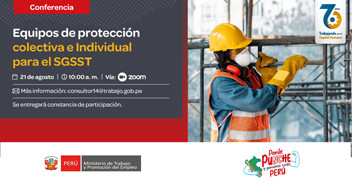  Conferencia online gratis "Equipos de protección colectiva e individual para el SGSST" del MTPE