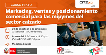  Curso gratis "Marketing, ventas y posicionamiento comercial para las mipymes del sector calzado"