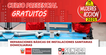  Curso presencial gratis "Reparaciones básicas de instalaciones sanitarias domiciliarias" del Sencico 