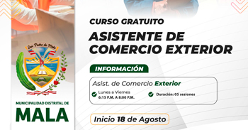 Curso online gratis de "Asistente de comercio exterior" de la Municipalidad Distrital de Mala