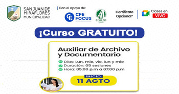 Curso online gratis "Auxiliar de Archivo y Documentario" de la Municipalidad de San Juan de Miraflores