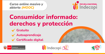  Curso online gratis con certificado sobre "Consumidor informado: derechos y protección"  del INDECOPI