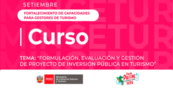  Curso online gratis "Formulación, evaluación y gestión de proyectos de inversión pública en turismo"