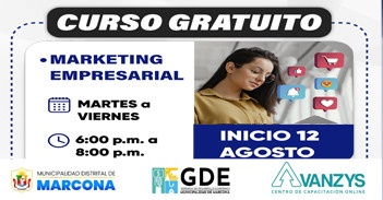  Curso virtual gratis "Marketing Empresarial" de la Municipalidad Distrital de Marcona