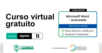  Curso online gratis "Microsoft Word Avanzado" de la Municipalidad Laredo