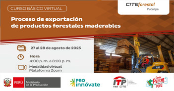  Curso online gratis "Proceso de exportación de productos forestales maderables" de la CITEforestal Pucallpa