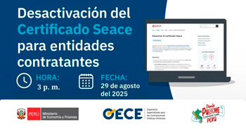 Evento online gratis "Desactivación del Certificado Seace para entidades contratantes" del OECE