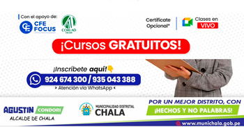 La Municipalidad Distrital de Chala y FOCUS te invita a participar de sus cursos gratuitos de empleabilidad