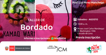  Taller presencial "Bordado"  del Museo José Carlos Mariátegui