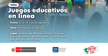  Taller presencial gratis "Juegos educativos en línea" de la BNP