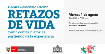  Taller presencial gratis "Retazos de vida: cómo contar historias partiendo de la experiencia"  