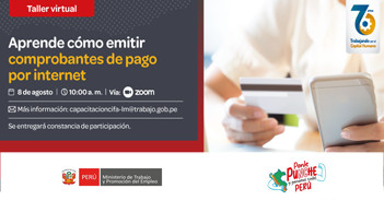 Taller online sobre "Aprende cómo emitir comprobantes de pago por internet" del MTPE