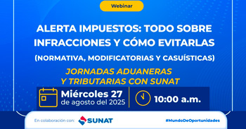  Webinar online "Alerta Impuestos: Todo sobre infracciones y cómo evitarlas" de la SUNAT