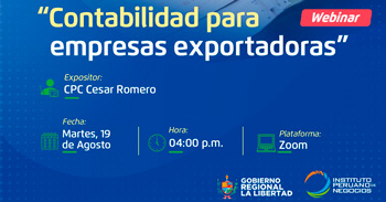  Webinar online gratis "Contabilidad para empresas exportadoras" del GERCETUR La Libertad