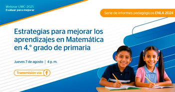 Webinar online gratis "Estrategia para mejorar los aprendizaje en Matemática en 4to de primaria" del Minedu