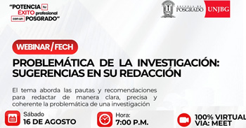  Webinar online "Problemática de la investigación: sugerencias en su redacción" de la UNJBG