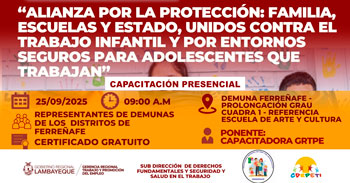Capacitación presencial "Alianza por la Protección: Unidos contra el Trabajo Infantil y por Entornos Seguros"