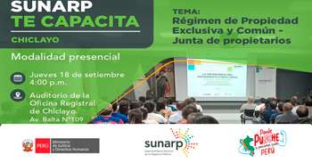 Capacitación presencial gratis "Régimen de Propiedad Exclusiva y Común -Junta de propietarios" de la SUNARP
