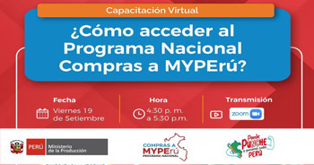 Capacitación online "¿Cómo acceder al Programa Nacional Compras a MYPErú?" de PRODUCE
