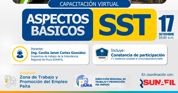Capacitación online gratis "Aspectos Básicos de Seguridad y Salud en el Trabajo" de la DRTPE Piura
